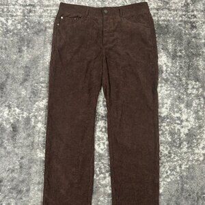 Brown Corduroy Straight Relaxed Fit Pants
